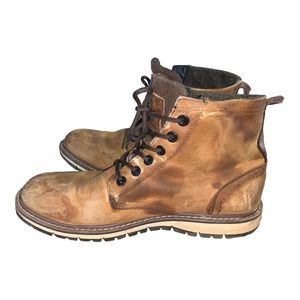 Pegabo Men Brown Leather Ankle Boots Insulated Shoes Size 10